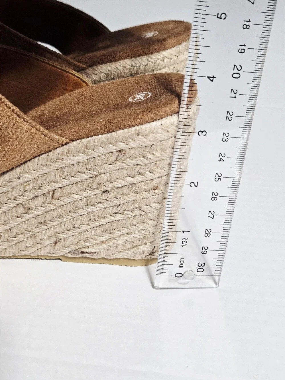 Women’s Tan Espadrille Wedge Sandals Double Strap Platform Slides Size‎ 36